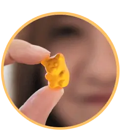 Calmora CBD gummy serving example